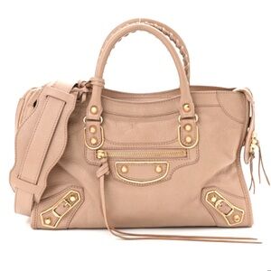➕ Balenciaga Metallic Edge City Leather Tote in Rose Des Sables ➕